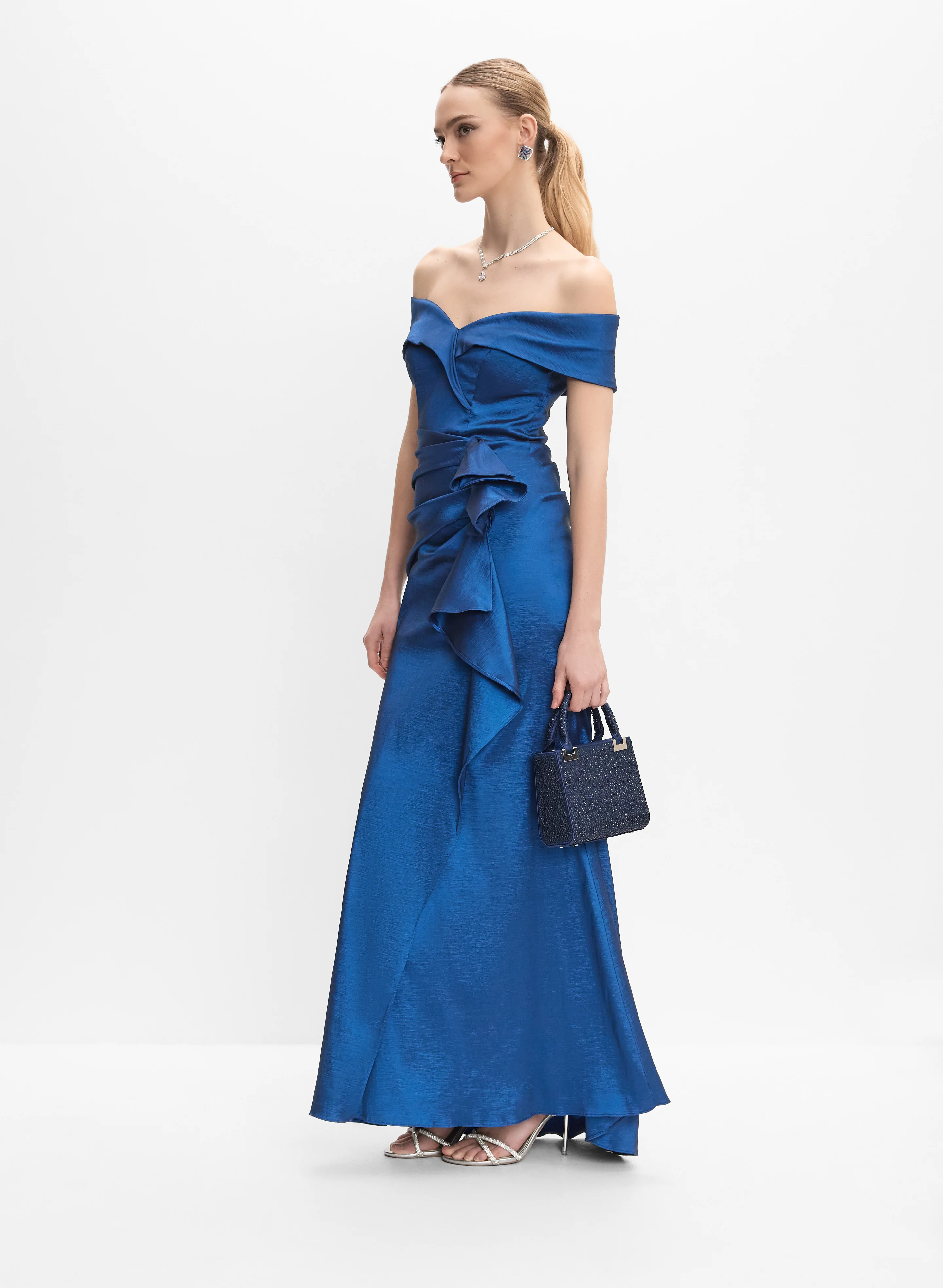 7883-ba-nites-off-shoulder-waterfall-ruffle-dress-2.webp BA Nites - Off-Shoulder Waterfall Ruffle Dress