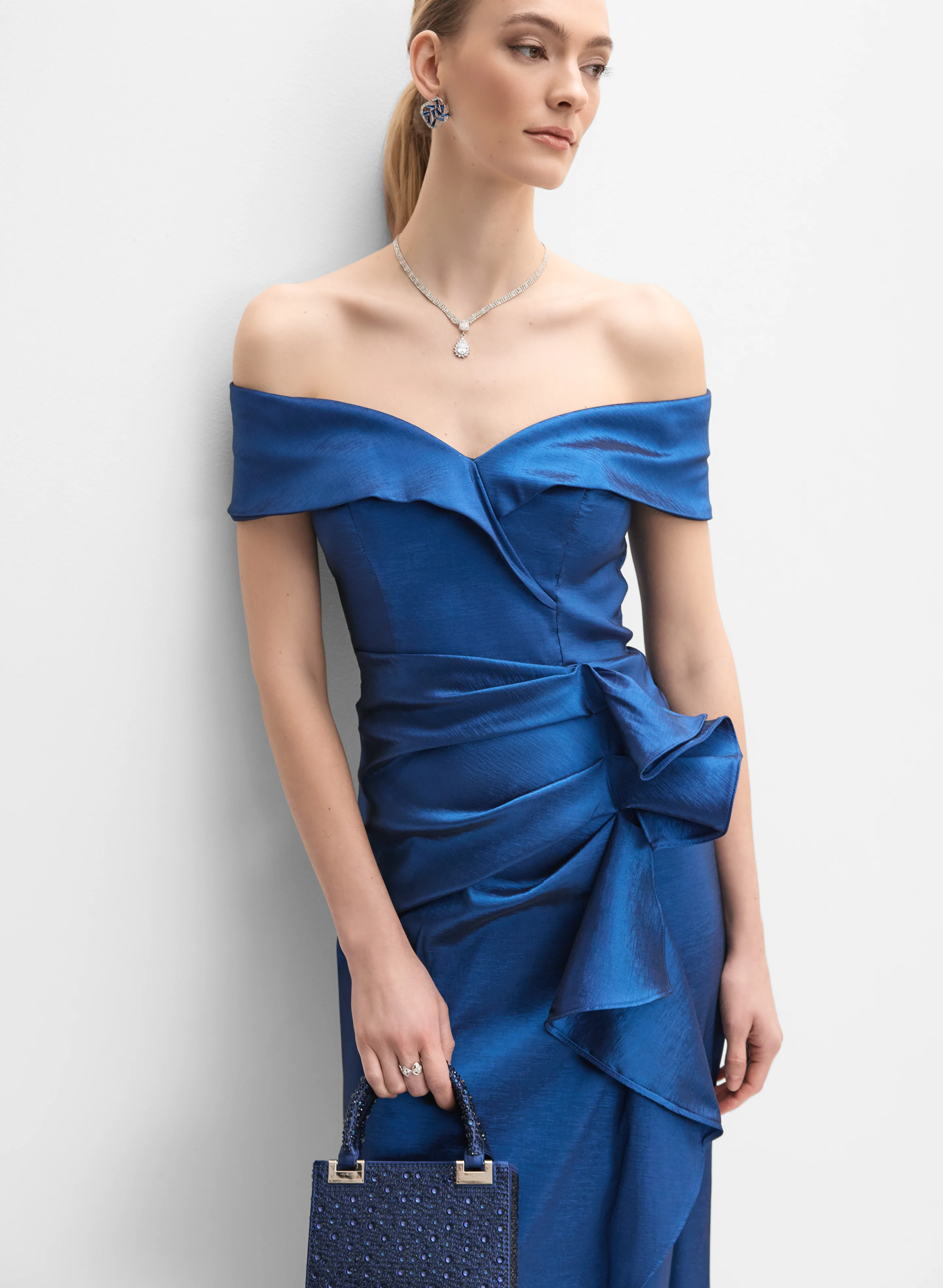 7883-ba-nites-off-shoulder-waterfall-ruffle-dress-5.webp BA Nites - Off-Shoulder Waterfall Ruffle Dress
