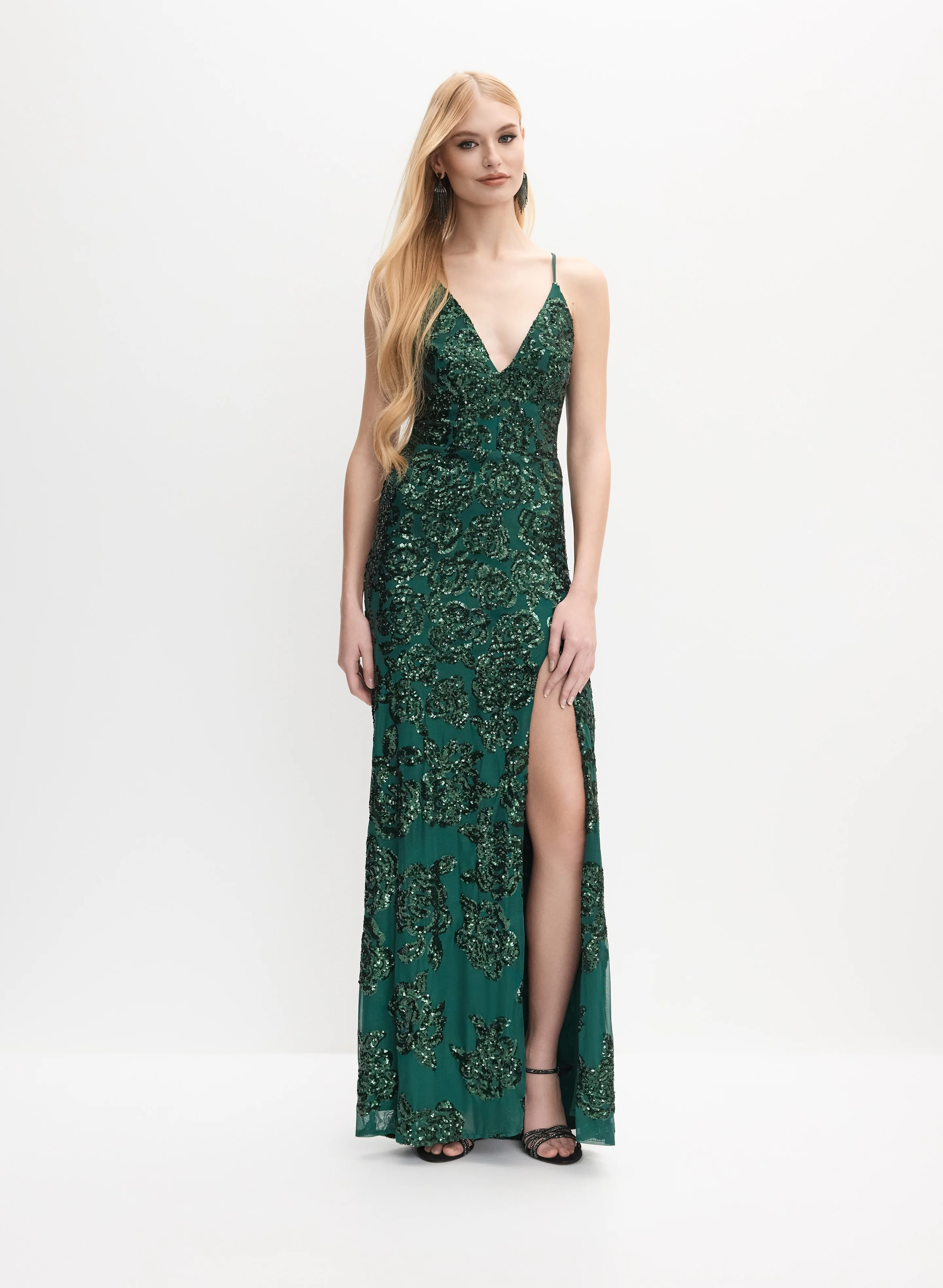Sequin Rose Motif Dress