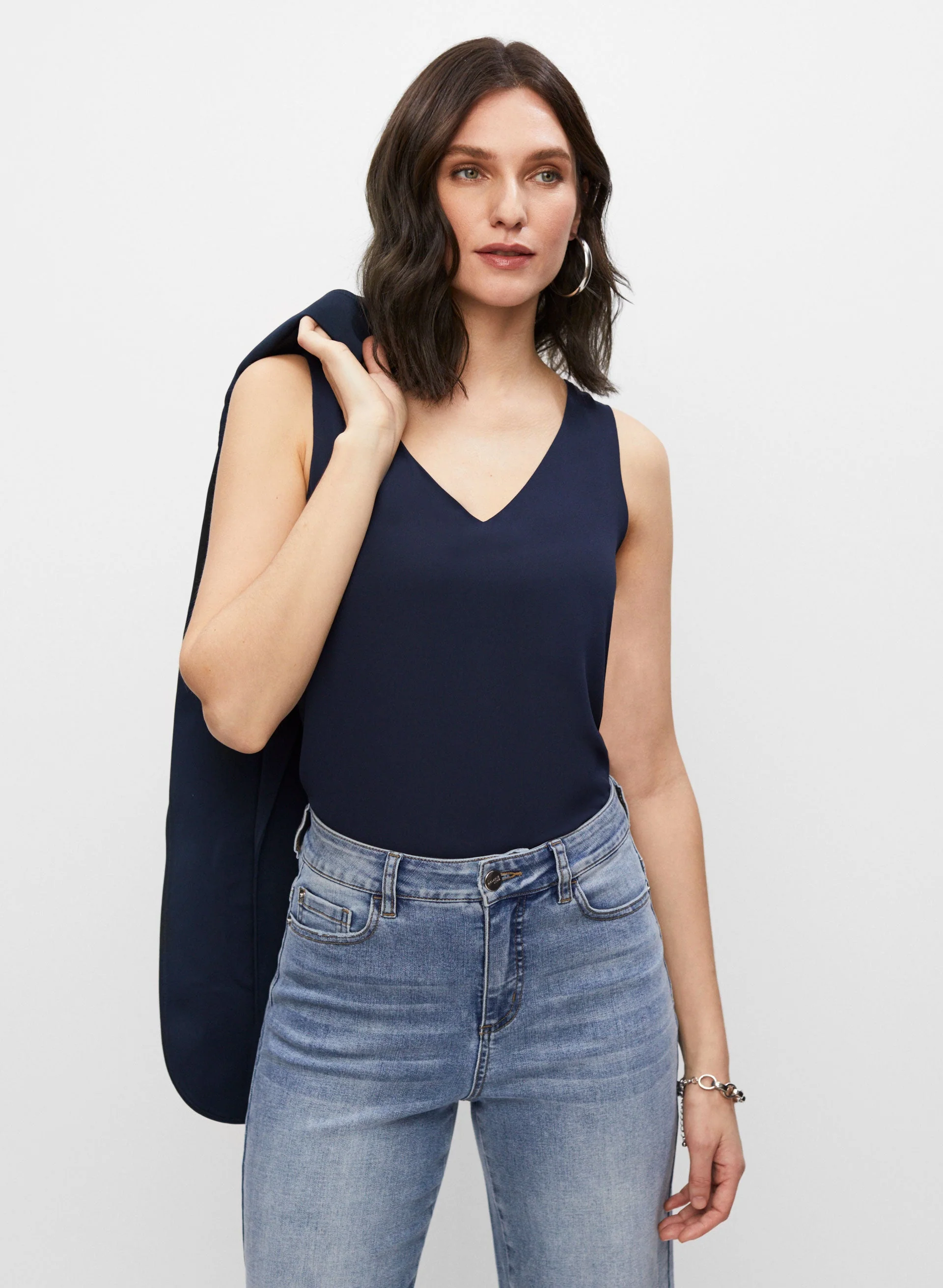 Sleeveless V-Neck Blouse