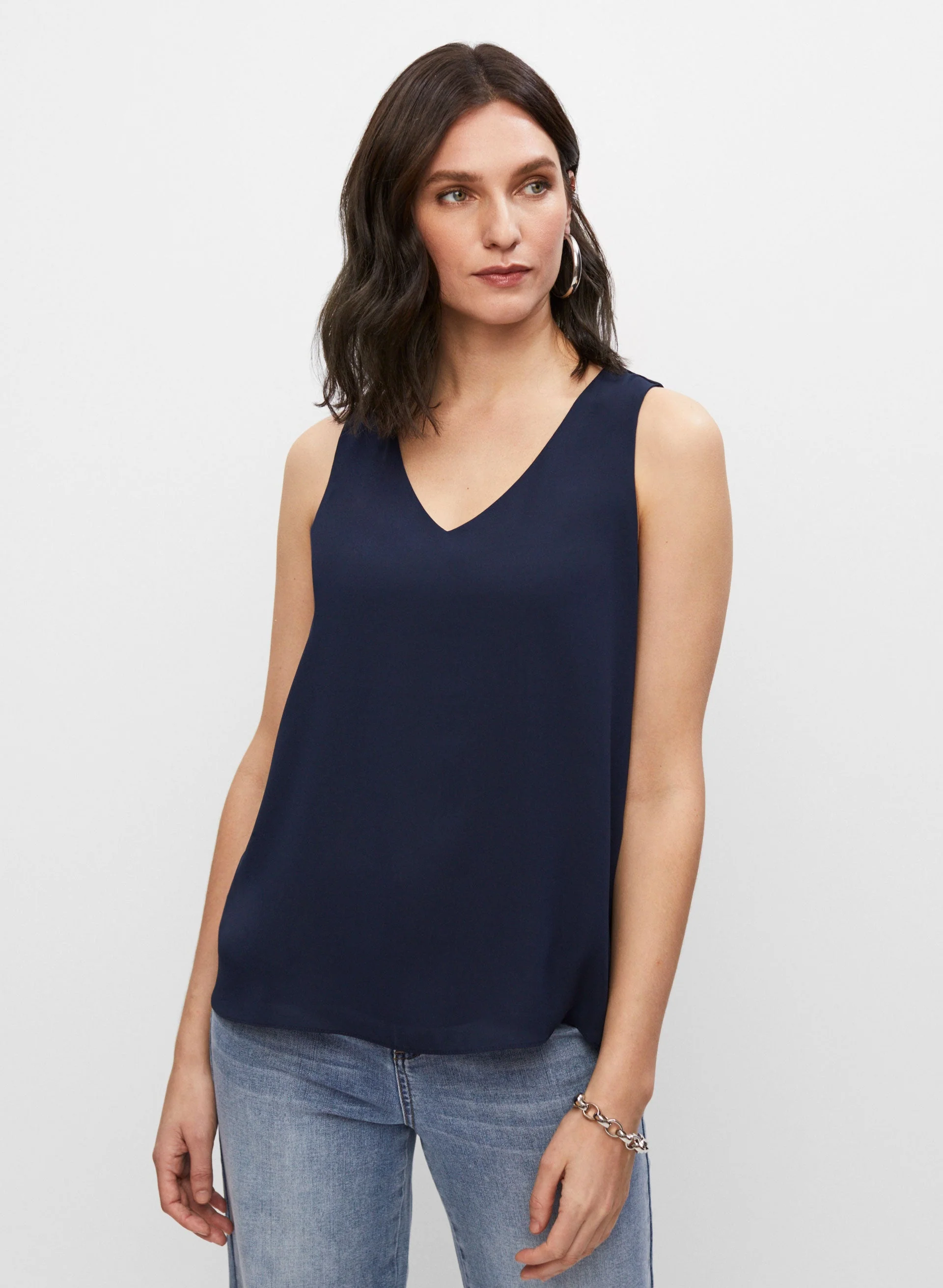 Sleeveless V-Neck Blouse