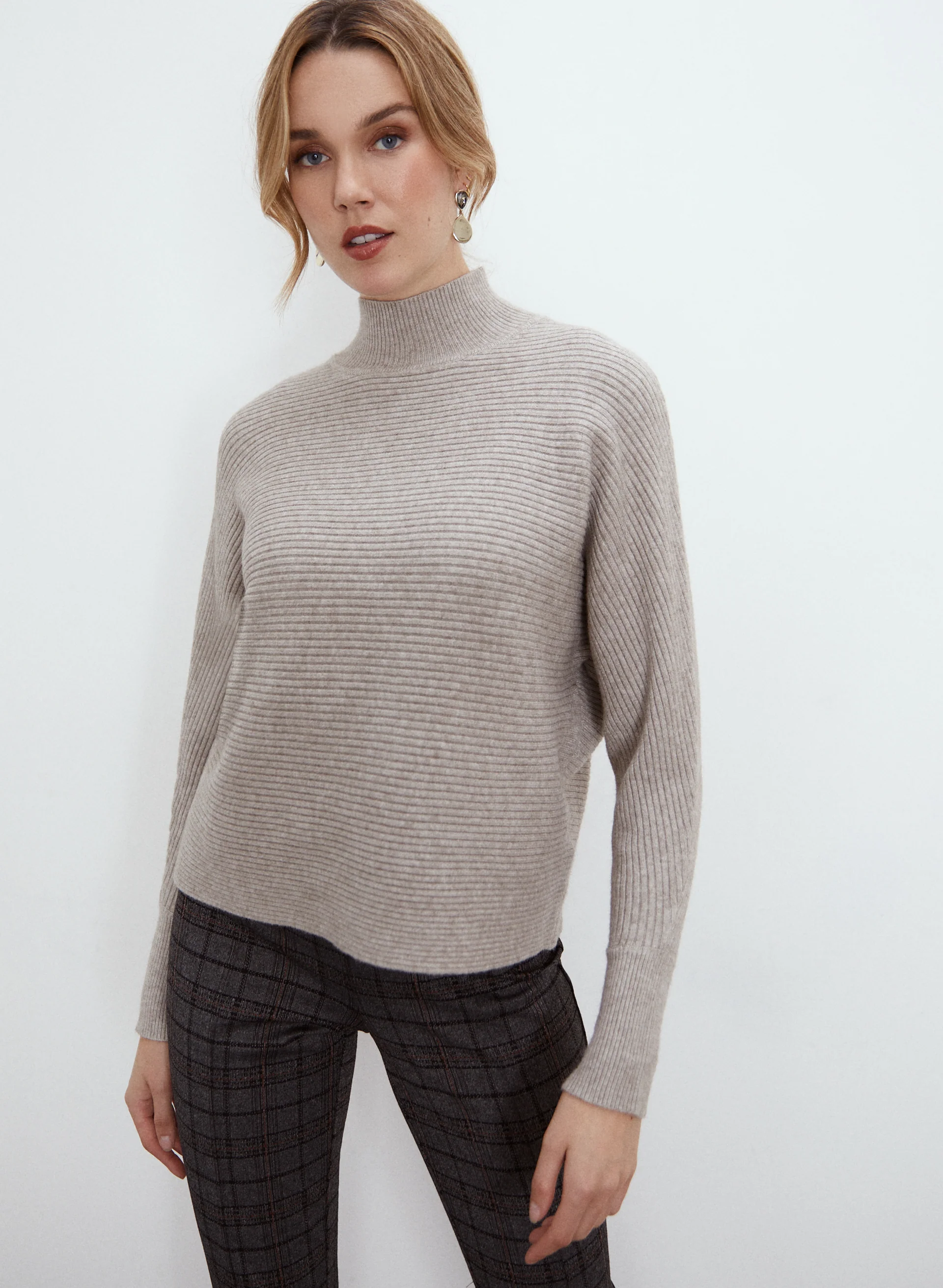 Mock Neck Rib Knit Sweater