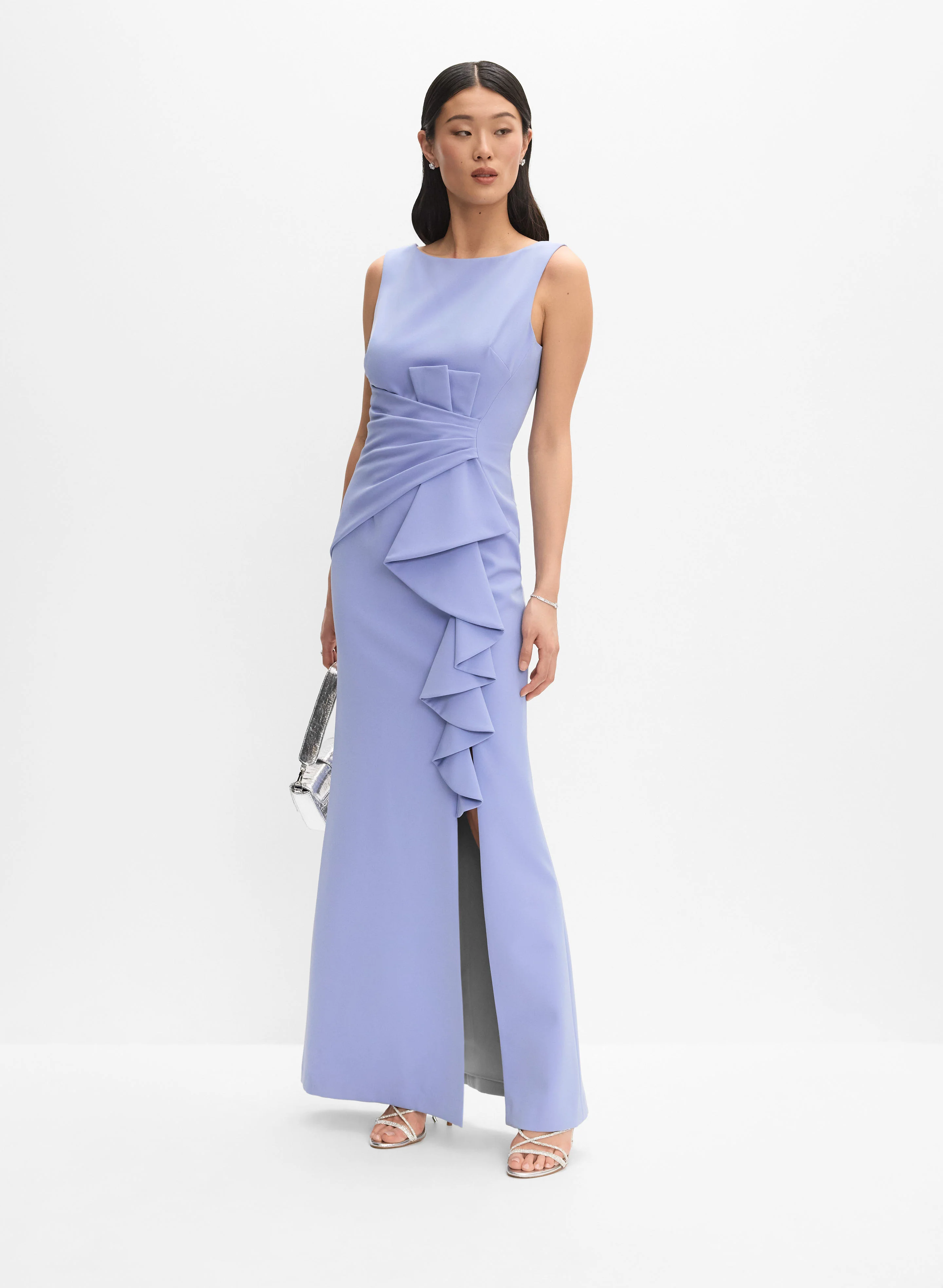 Waterfall Ruffle Front Dress