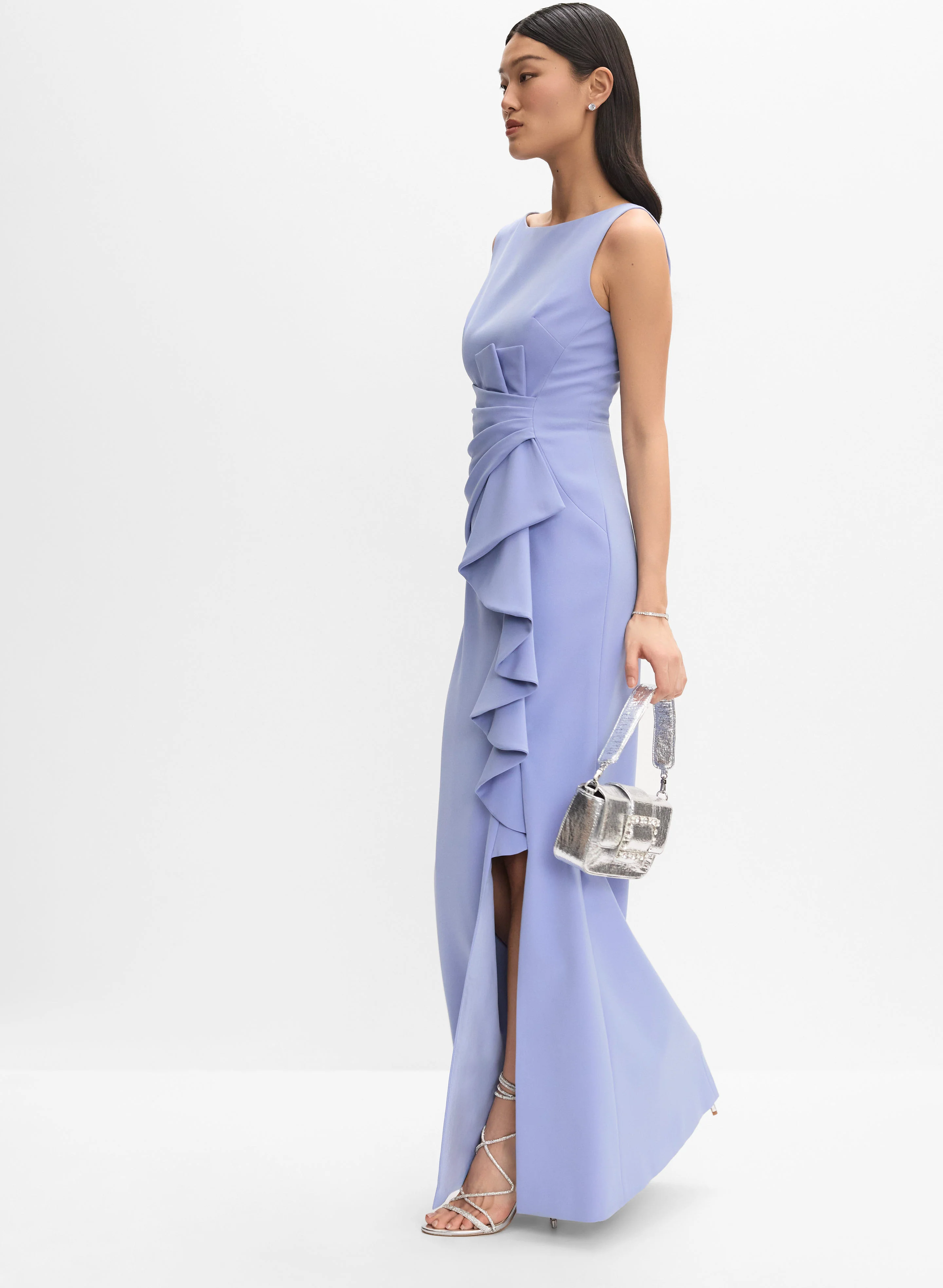 Waterfall Ruffle Front Dress