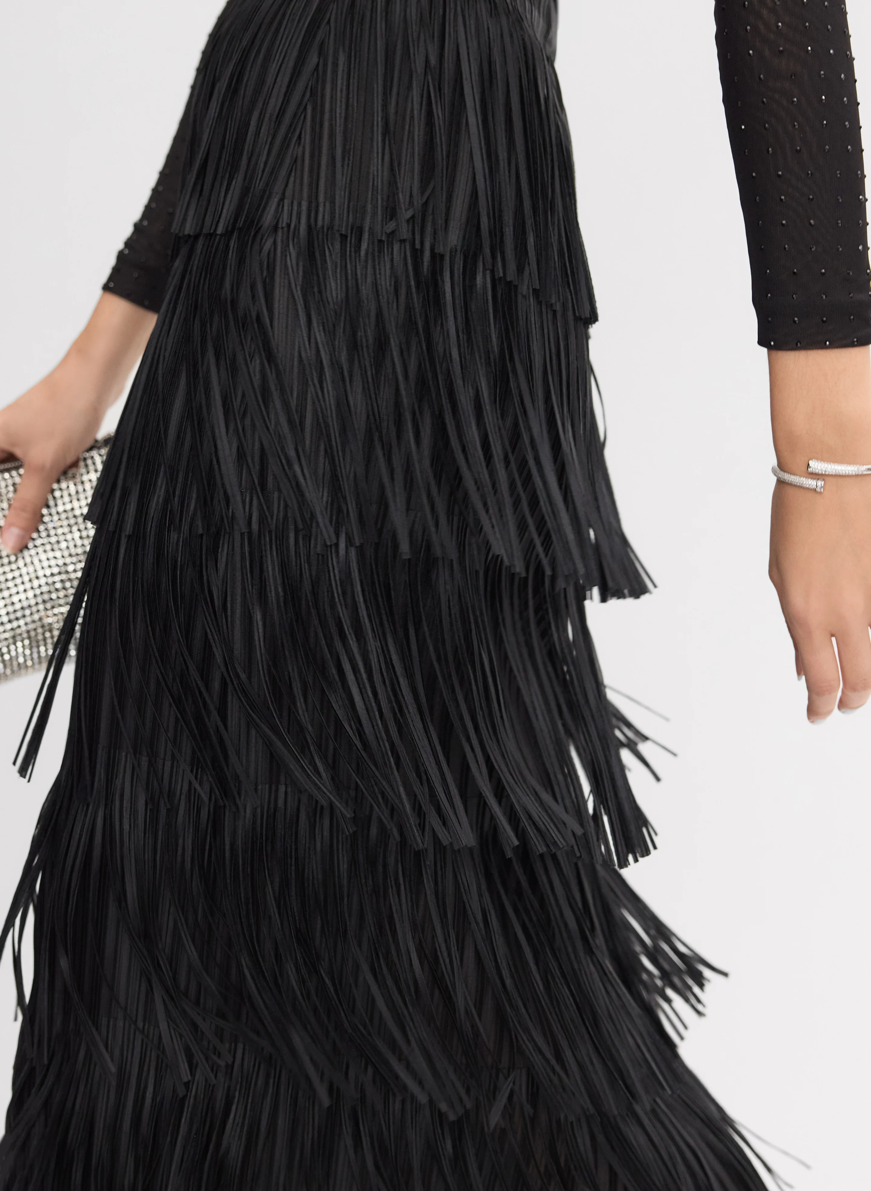 Joseph Ribkoff - Tiered Fringe Skirt