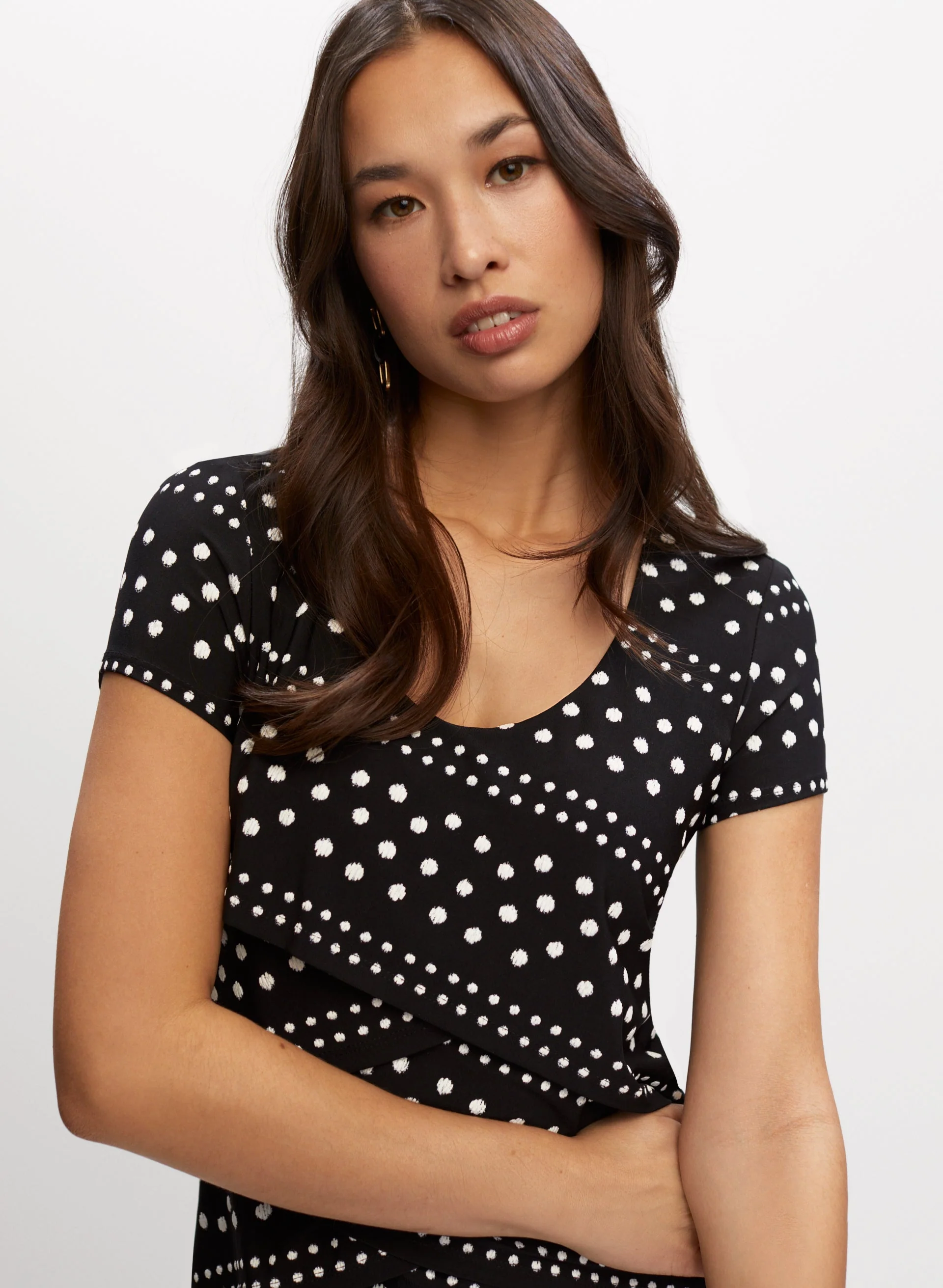 Contrast Polka Dot Print Dress