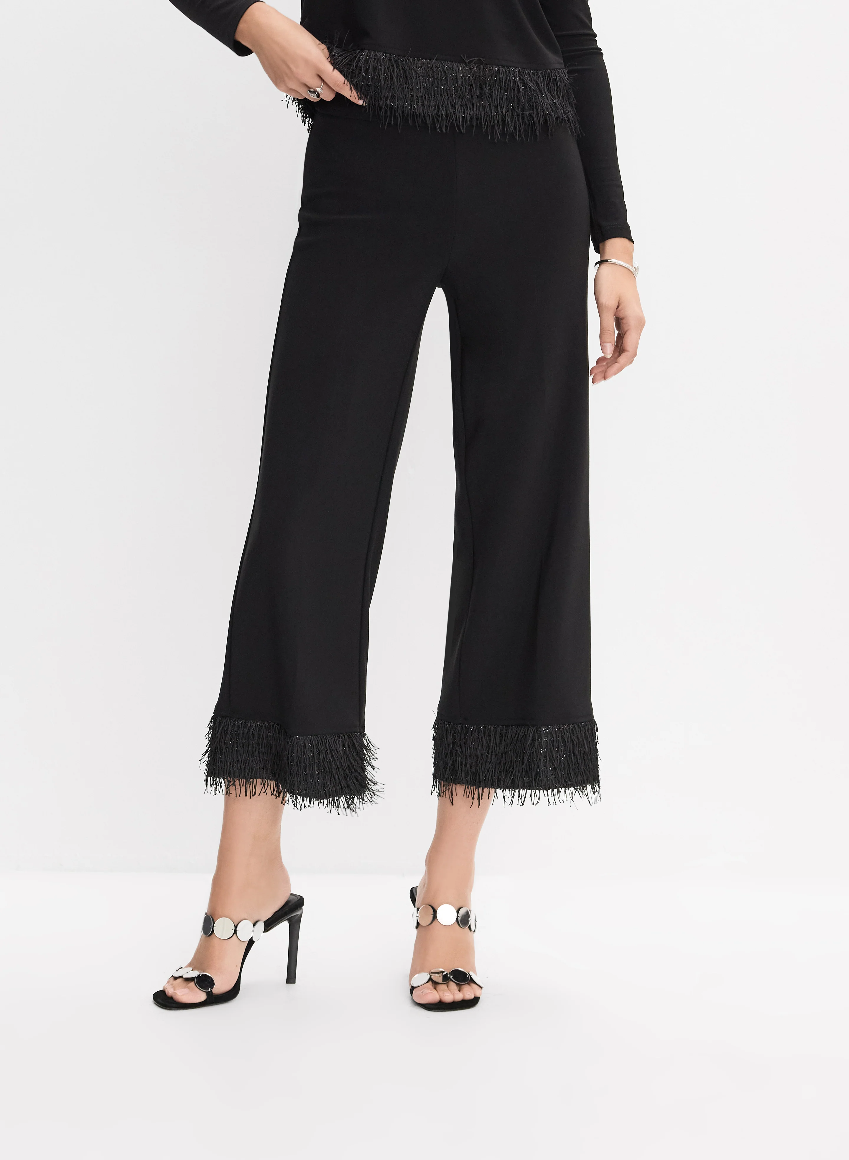 Joseph Ribkoff - Feather Trim Pants