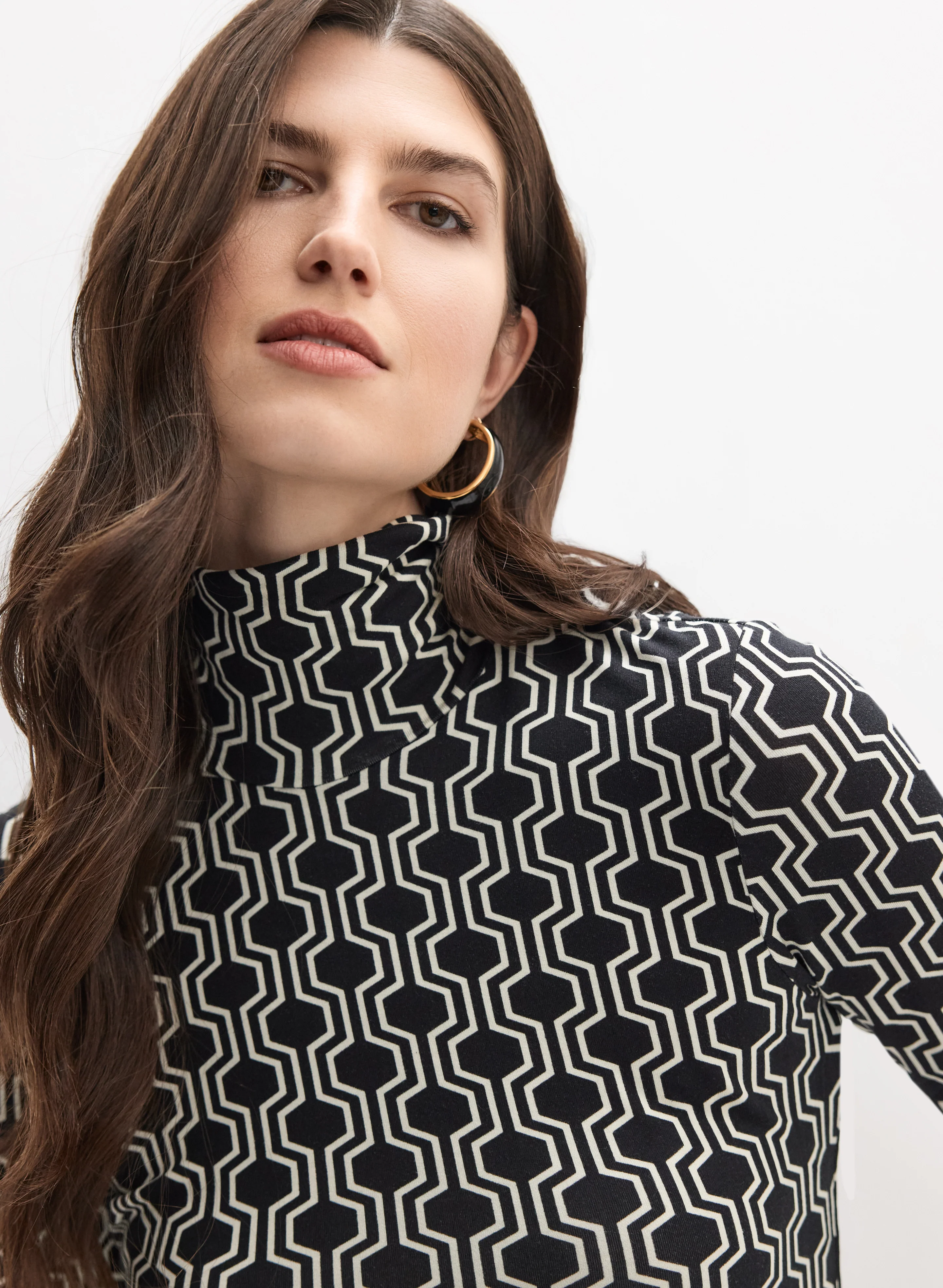 Geometric Turtleneck Top