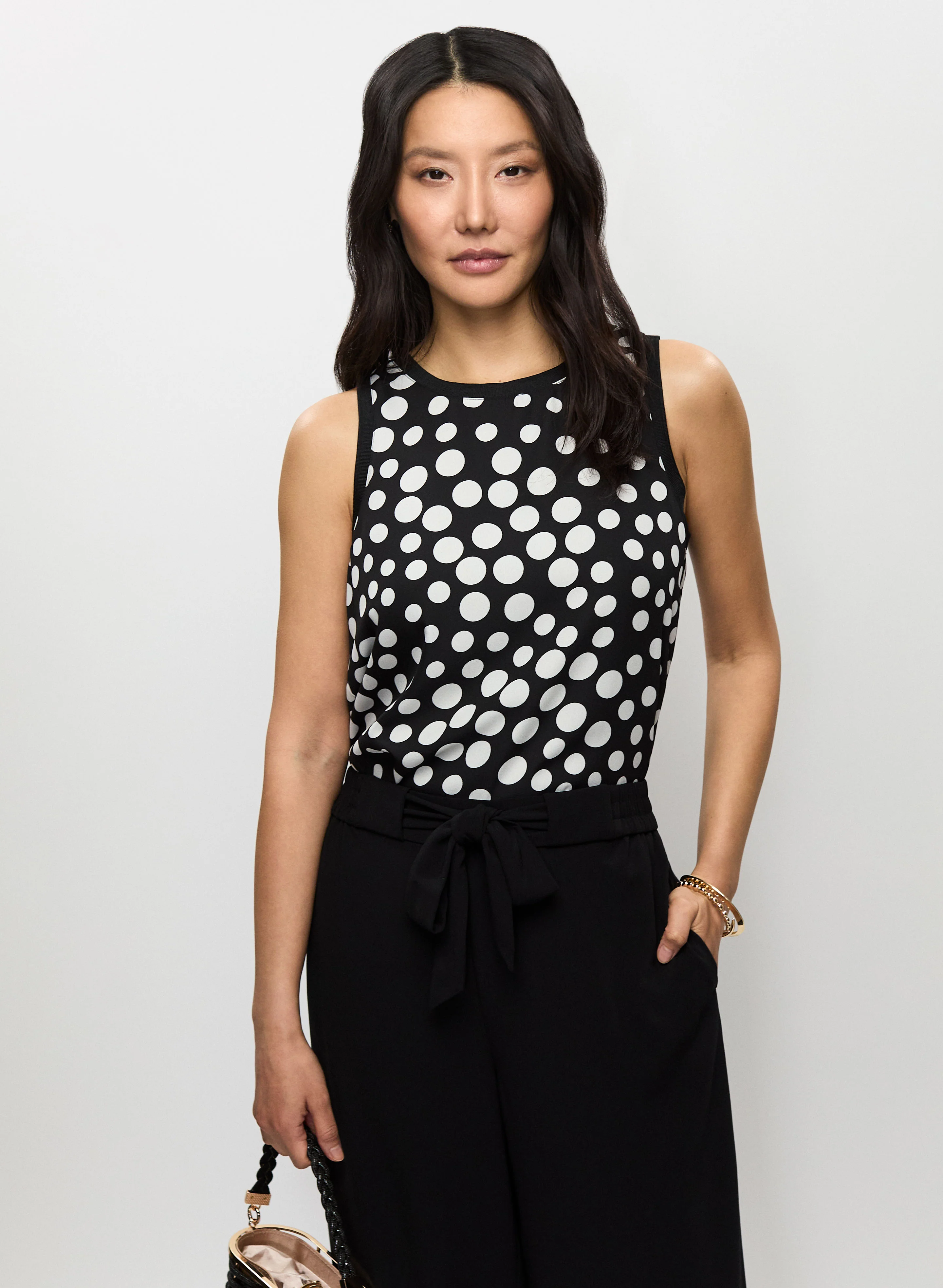 9362-sleeveless-polka-dot-blouse-1.webp Sleeveless Polka Dot Blouse