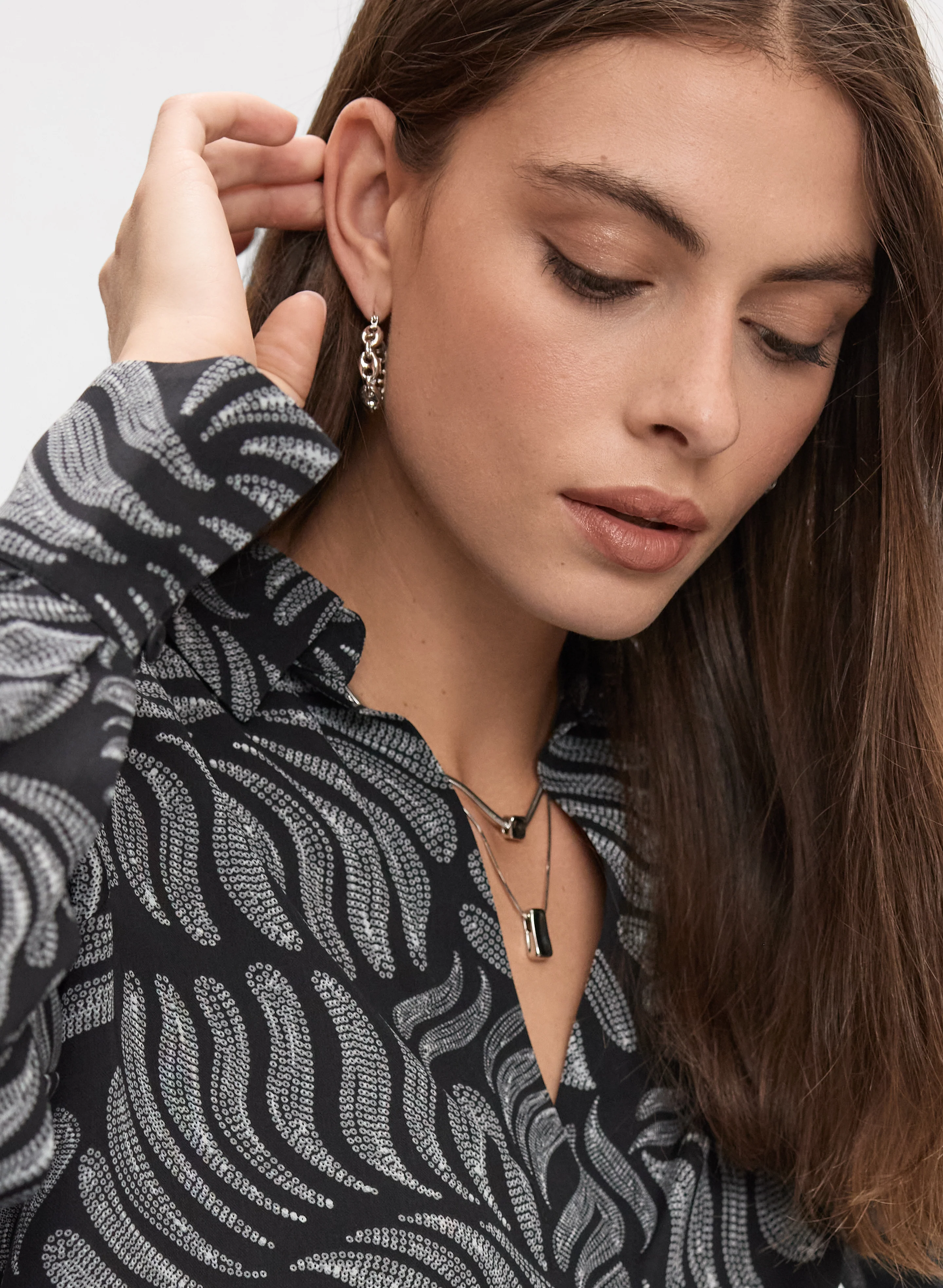 Abstract Leaf Print Blouse