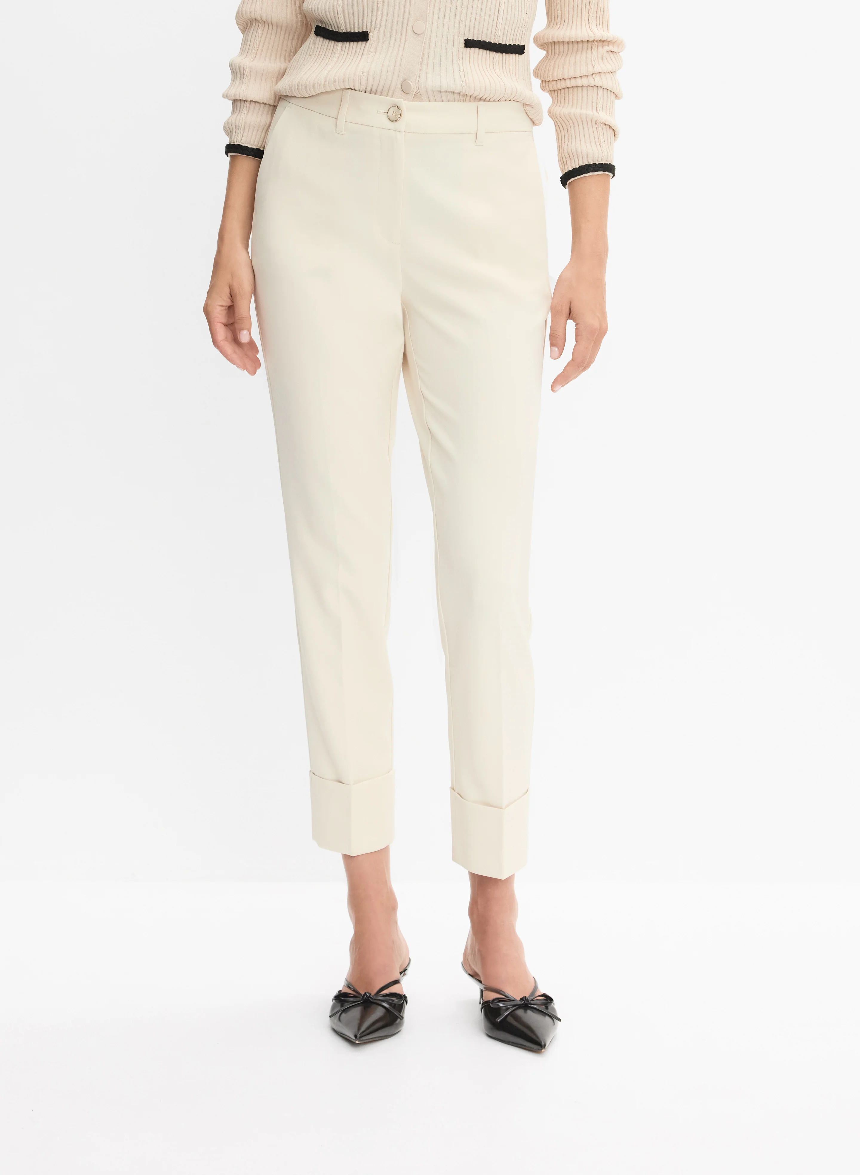 Cuffed Straight-Leg Pants