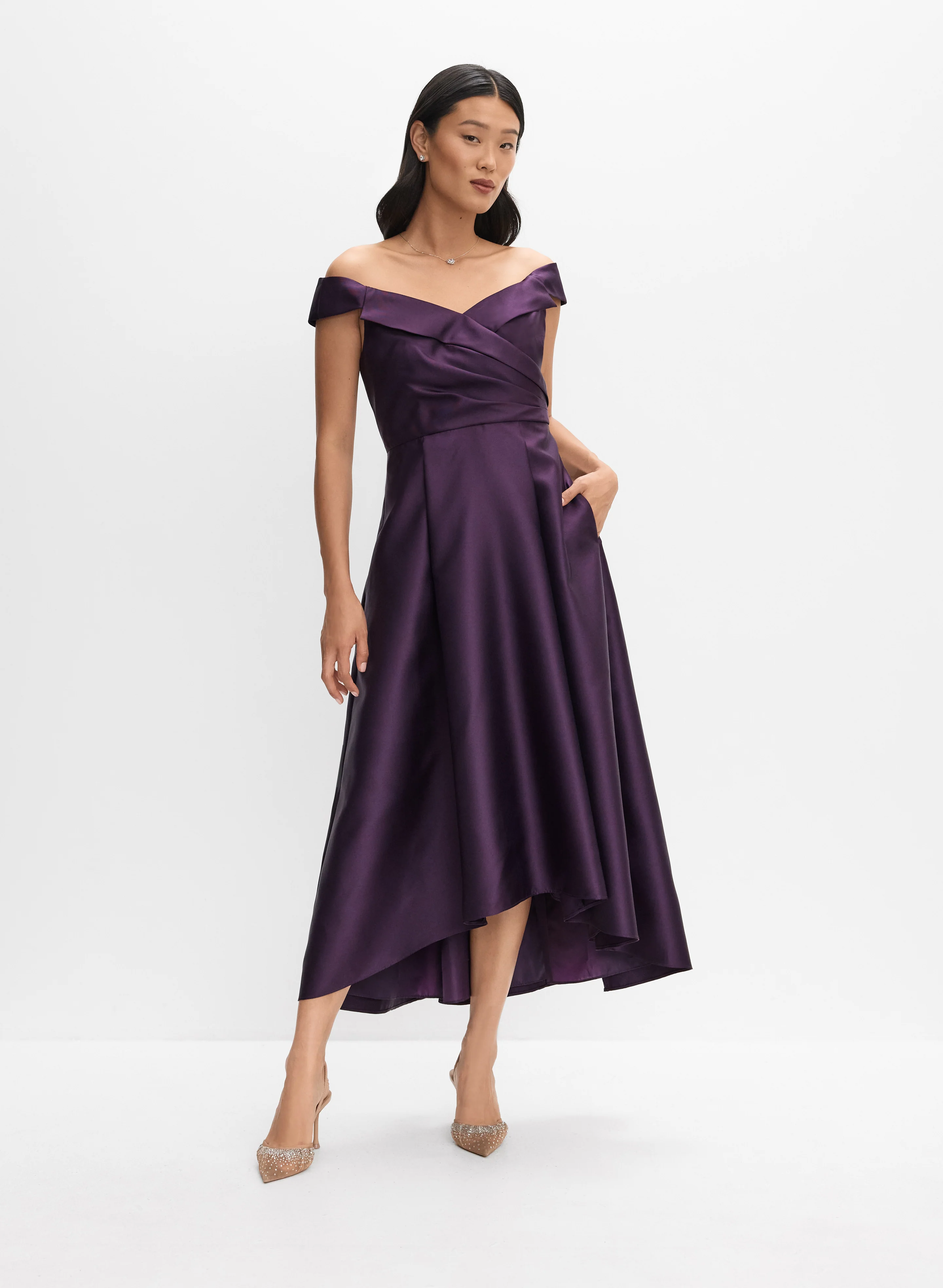 Adrianna Papell - Off-The-Shoulder Mikado Dress